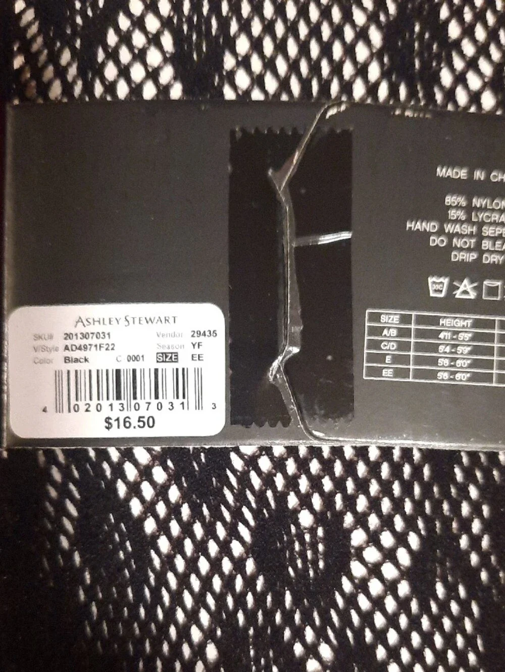 Ashley Stewart Black Patterned Footed Tights Bundle of 4 Size EE